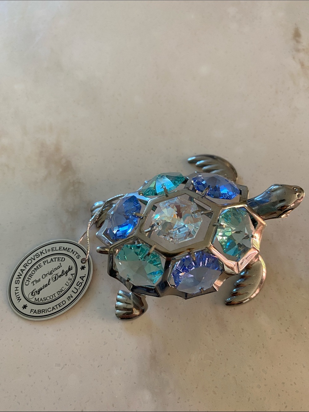 Swarovski Blue and Aqua Crystal Turtle Figurine